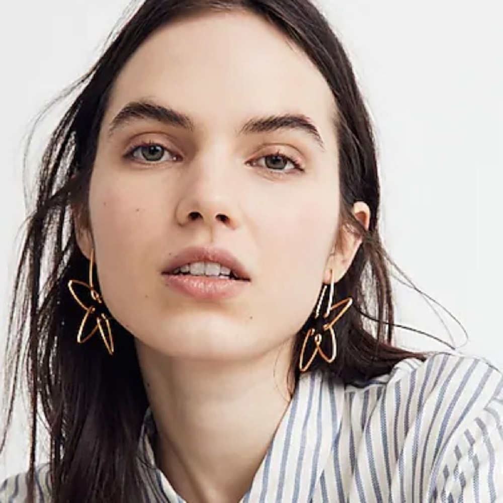 NWOT Madewell Wire Flower Statement Earrings